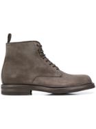Green George Lace-up Combat Boots - Grey