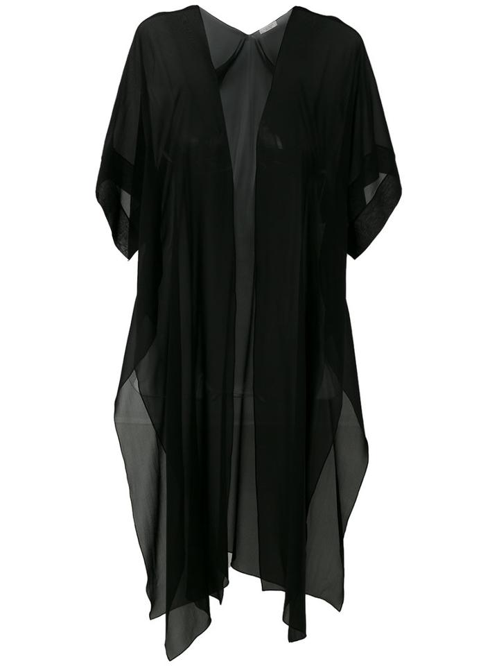 D.exterior Draped Sheer Open-front Top, Women's, Size: Ii, Black, Silk