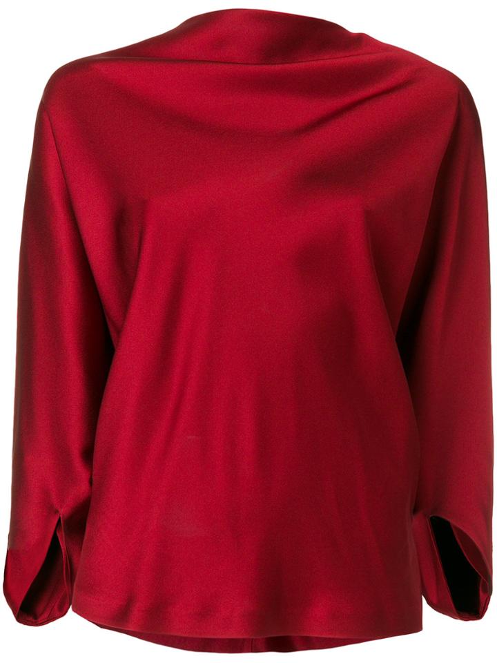 Chalayan Draped Satin Top - Red