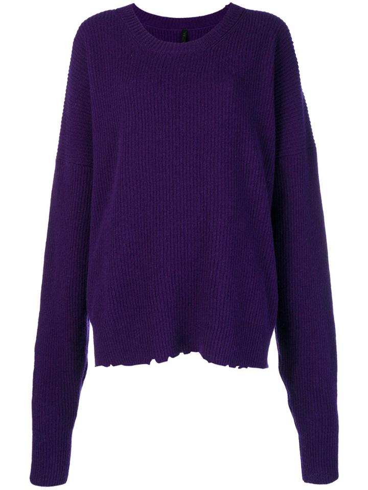 Unravel Project Oversized Chopped Crew Neck Sweater - Pink & Purple
