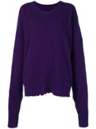 Unravel Project Oversized Chopped Crew Neck Sweater - Pink & Purple