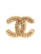 Chanel Vintage Chain Cc Brooch - Gold
