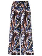 Andrea Marques Printed Trousers, Women's, Size: 40, Blue, Silk