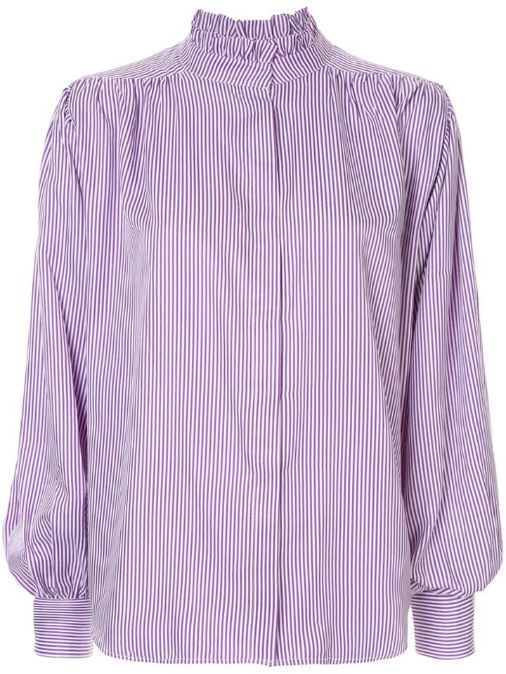 Bambah Pleated Detail Pinstripe Blouse - Purple
