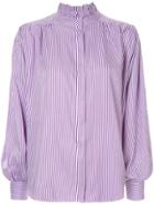 Bambah Pleated Detail Pinstripe Blouse - Purple
