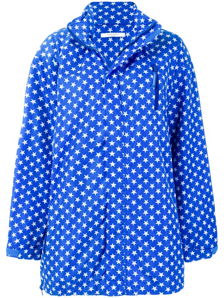 Givenchy Star Print Zipped Raincoat - Blue