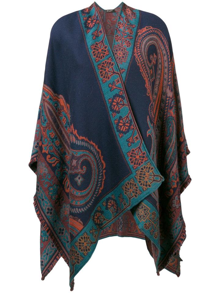 Etro Jacquard Poncho - Blue