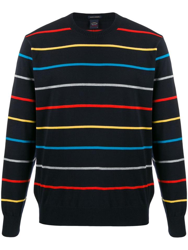 Paul & Shark Striped Round Neck Jumper - Blue