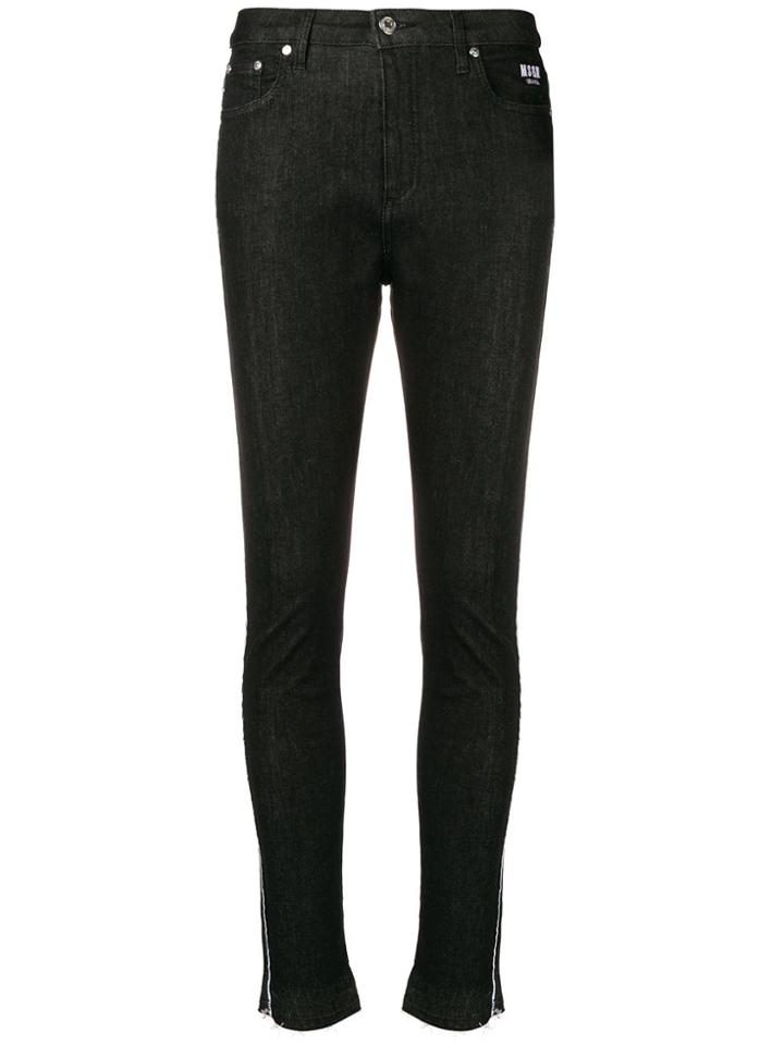 Msgm Skinny Logo Stripe Jeans - Black
