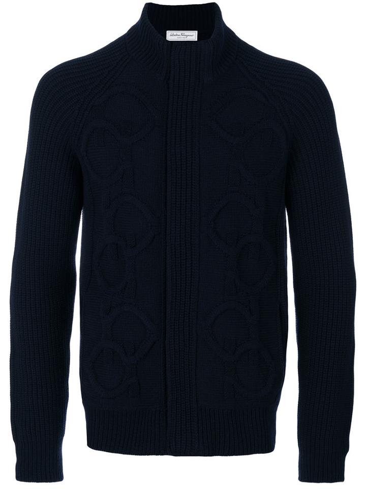 Salvatore Ferragamo - Cable-knit Cardigan - Men - Cashmere/wool - M, Blue, Cashmere/wool