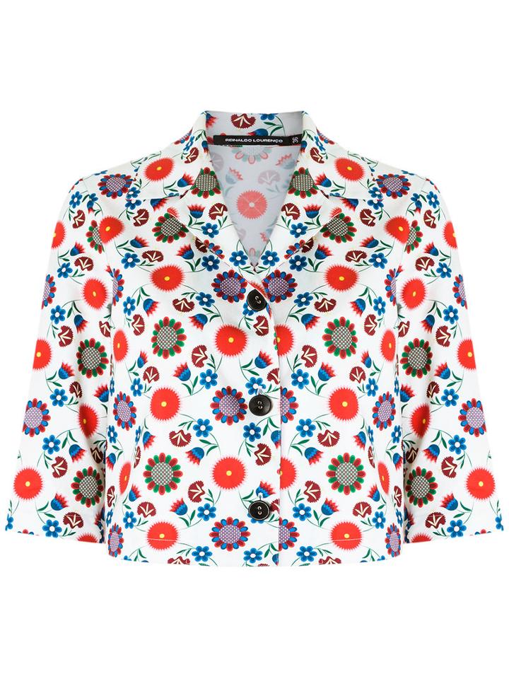 Reinaldo Lourenço - Flower Print Jacket - Women - Cotton - 44, Red, Cotton