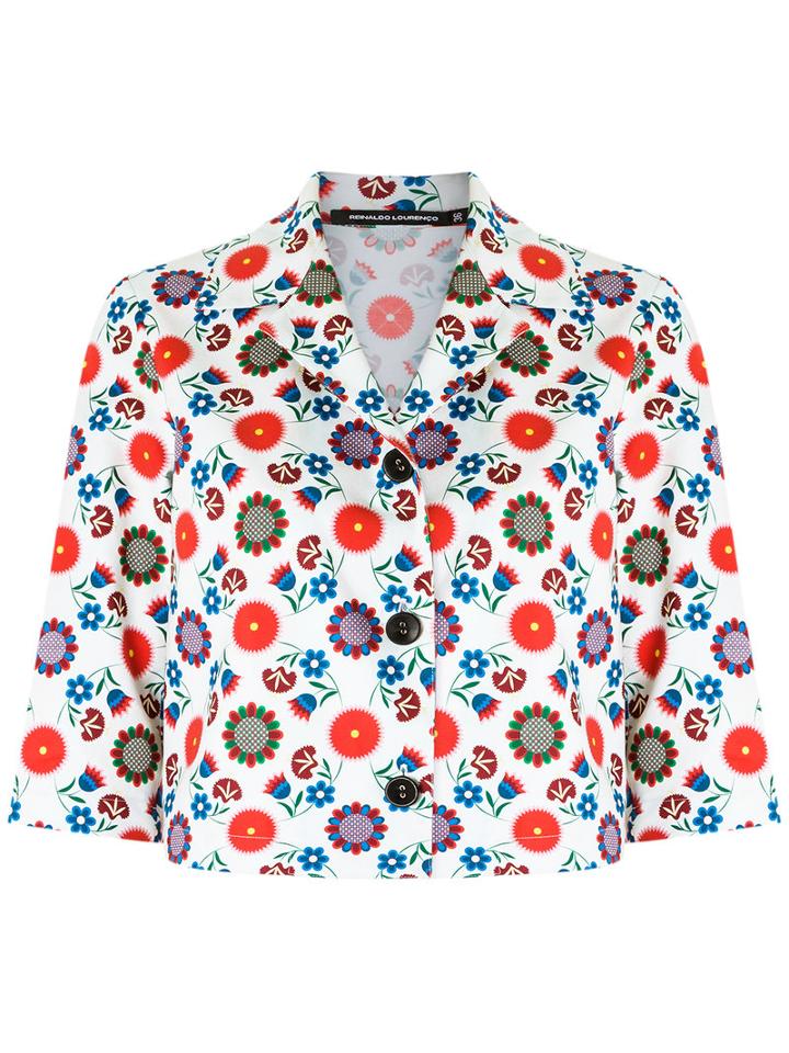 Reinaldo Lourenço - Flower Print Jacket - Women - Cotton - 44, Red, Cotton