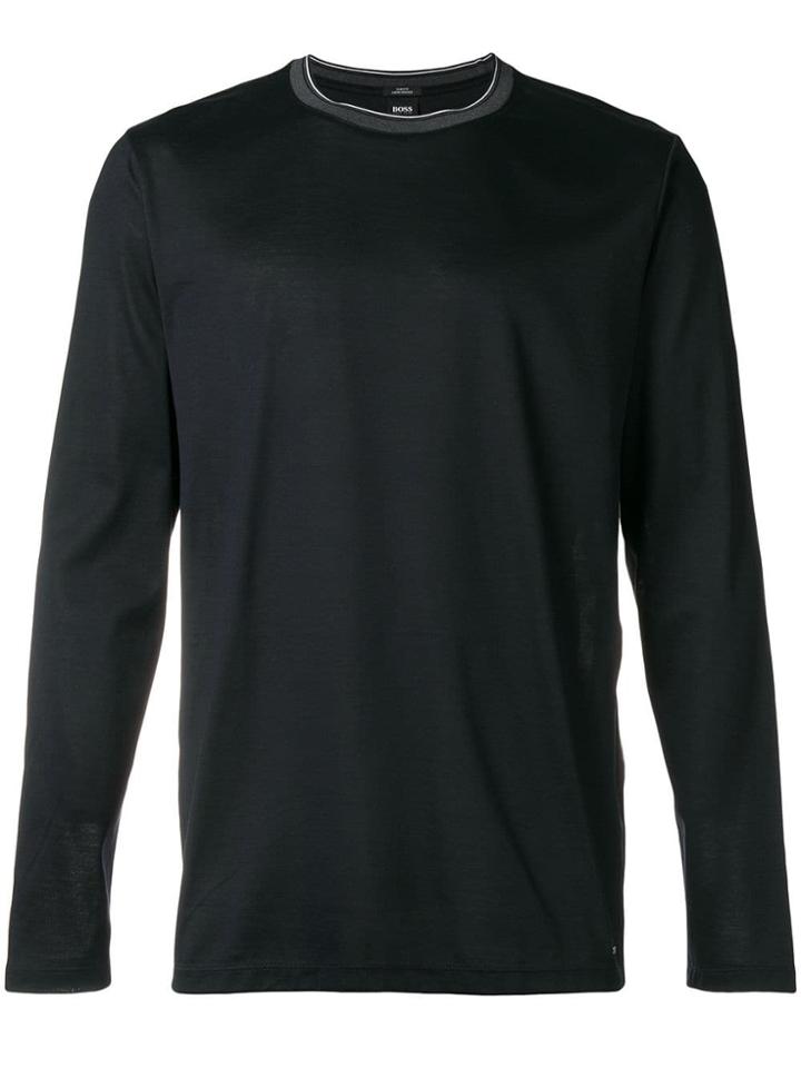 Boss Hugo Boss Striped Trim Long Sleeve Top - Blue