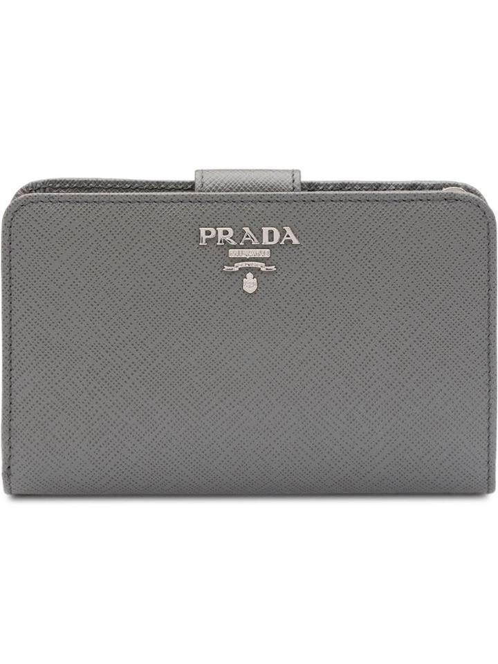 Prada Medium Saffiano Leather Wallet - Grey