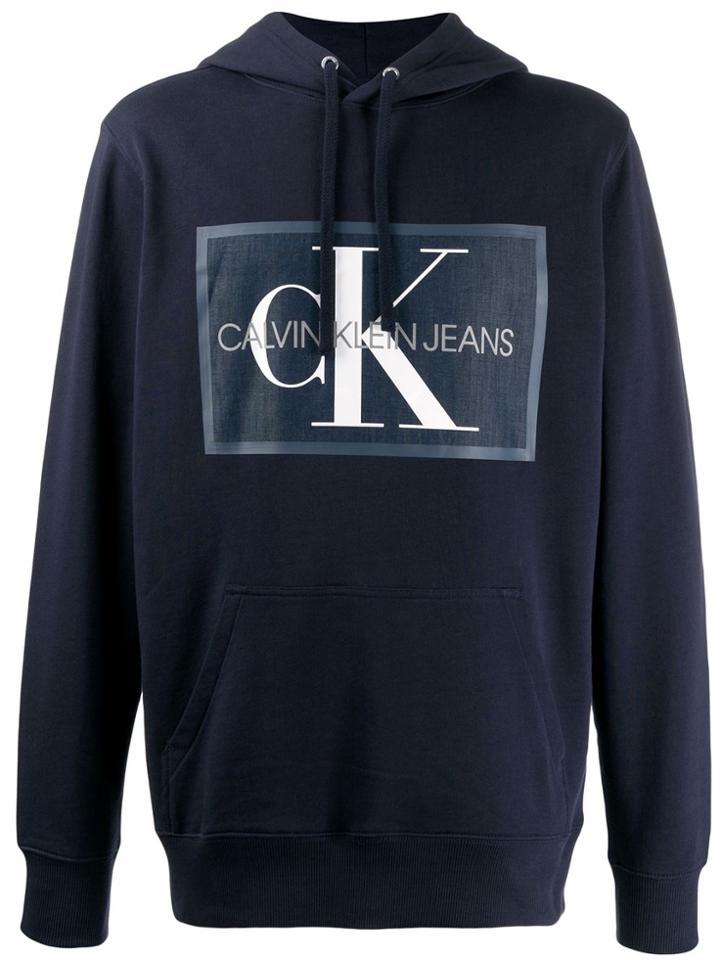 Calvin Klein Jeans Monogram Logo Hoody - Blue