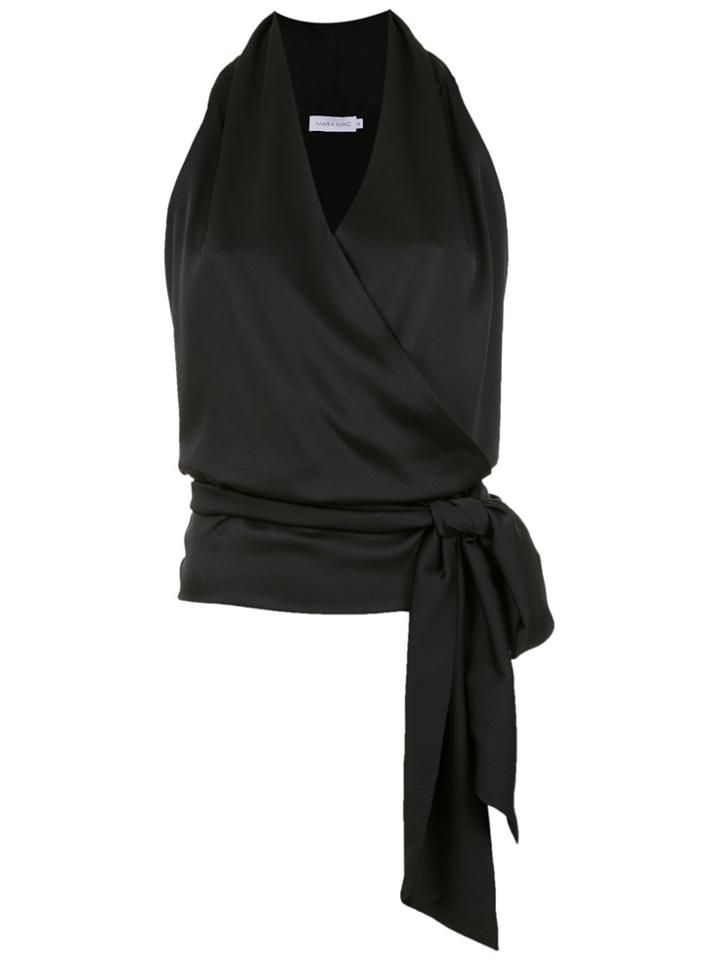 Mara Mac Drawstring Wrap Blouse - Black