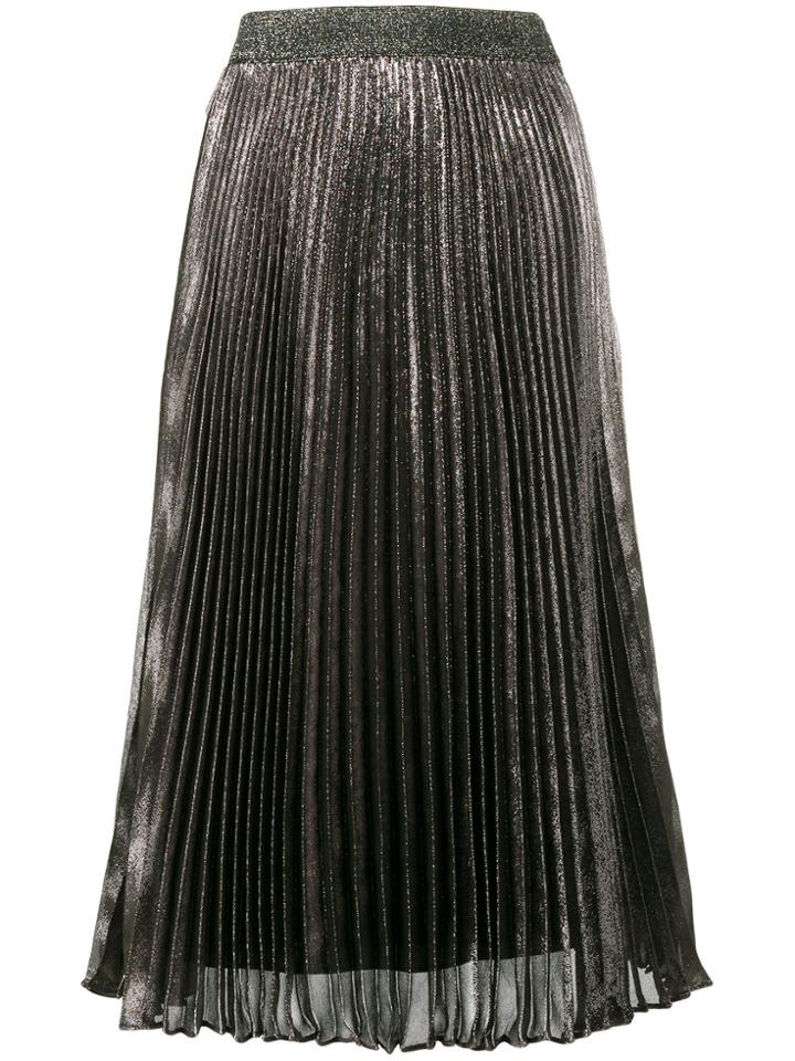 Christopher Kane Pleated Lamé Midi Skirt - Pink & Purple