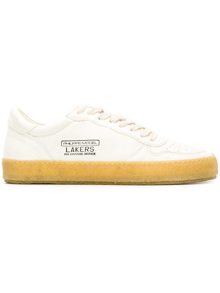 Philippe Model Lakers Lace Up Sneakers - White