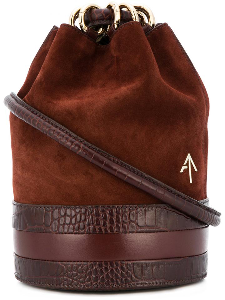 Manu Atelier Embossed Hobo Bag - Red