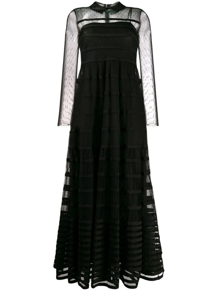 Red Valentino Point D'esprit Long Dress - Black