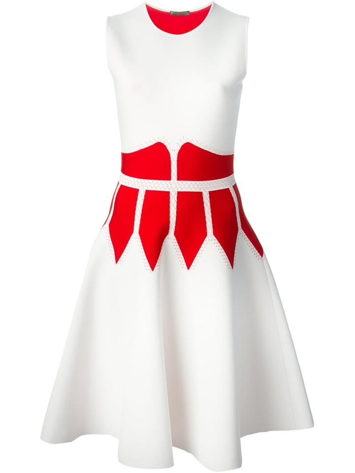 Alexander Mcqueen Contrast Corset Dress, Women's, Size: Medium, White, Polyamide/polyester/spandex/elastane/viscose