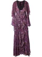 Giambattista Valli Printed Flared Gown - Pink & Purple