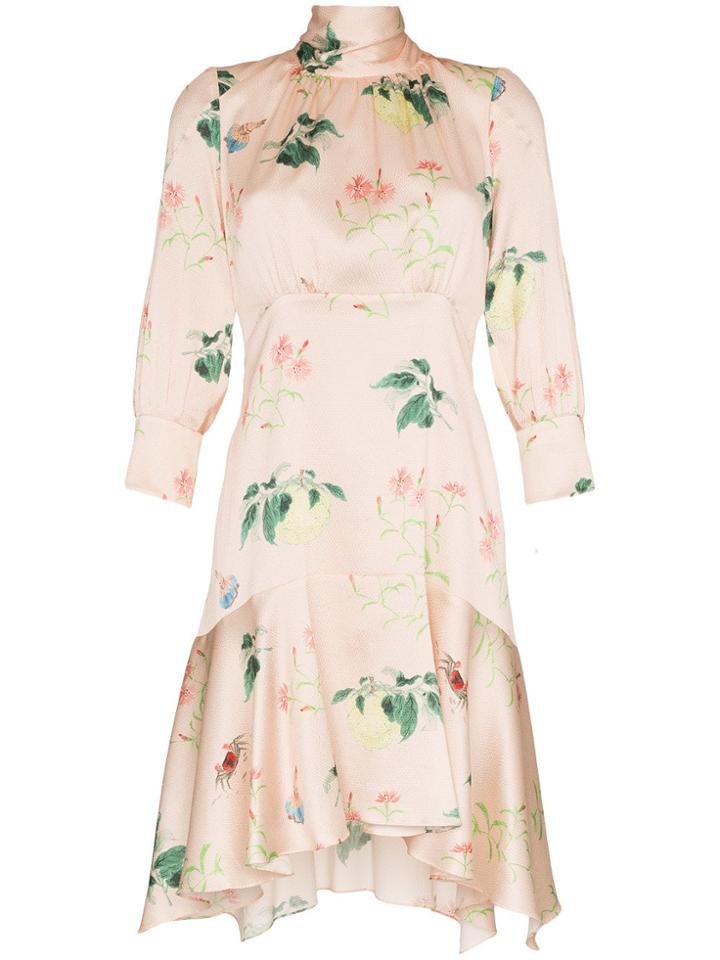 Peter Pilotto Silk Flower Print Mini Dress - Pink & Purple