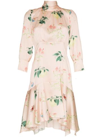 Peter Pilotto Silk Flower Print Mini Dress - Pink & Purple