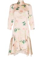 Peter Pilotto Silk Flower Print Mini Dress - Pink & Purple