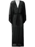 Oseree Sheer Tie Waist Dress - Black