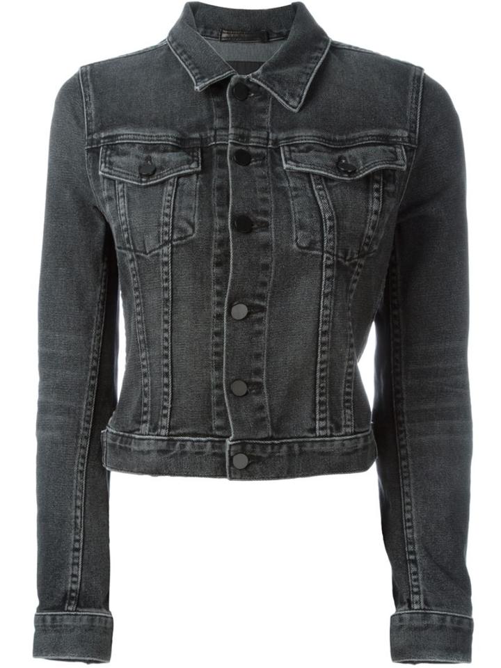 Alexander Wang Cropped Denim Jacket, Women's, Size: L, Grey, Cotton/polyester/spandex/elastane/polyester