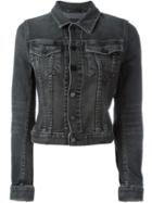 Alexander Wang Cropped Denim Jacket, Women's, Size: L, Grey, Cotton/polyester/spandex/elastane/polyester