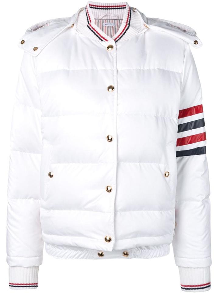 Thom Browne 4-bar Down Hood Bomber - White