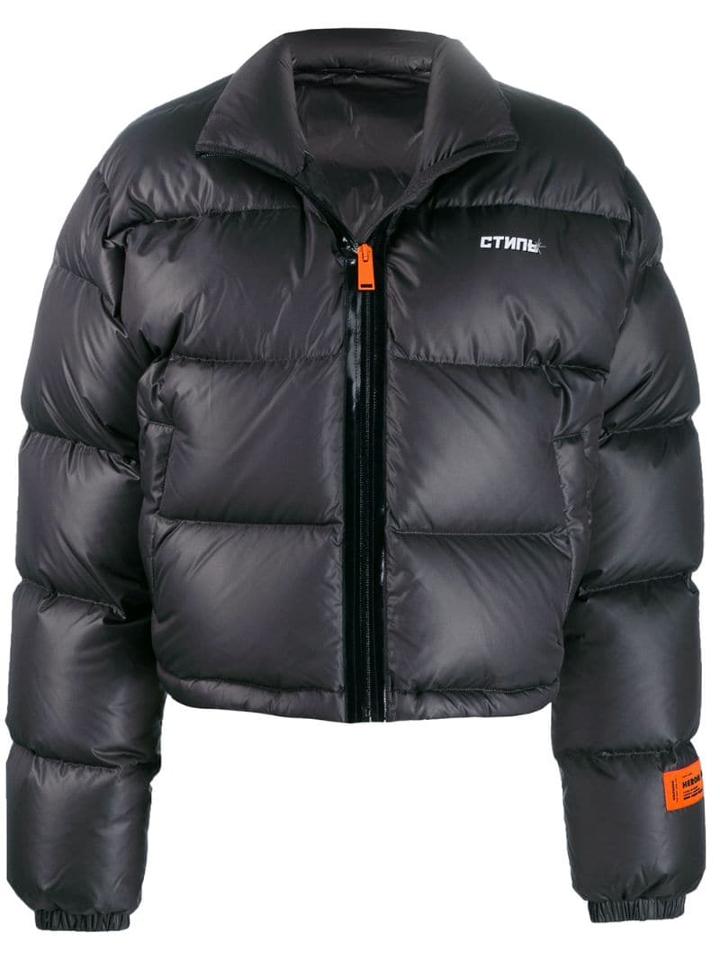 Heron Preston Logo Print Puffer Jacket - Grey
