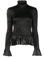 Mm6 Maison Margiela Frill-trim Fitted Top - Black