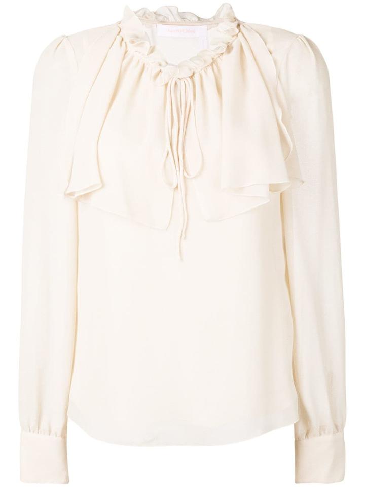 See By Chloé Ruffled Neck Blouse - Neutrals