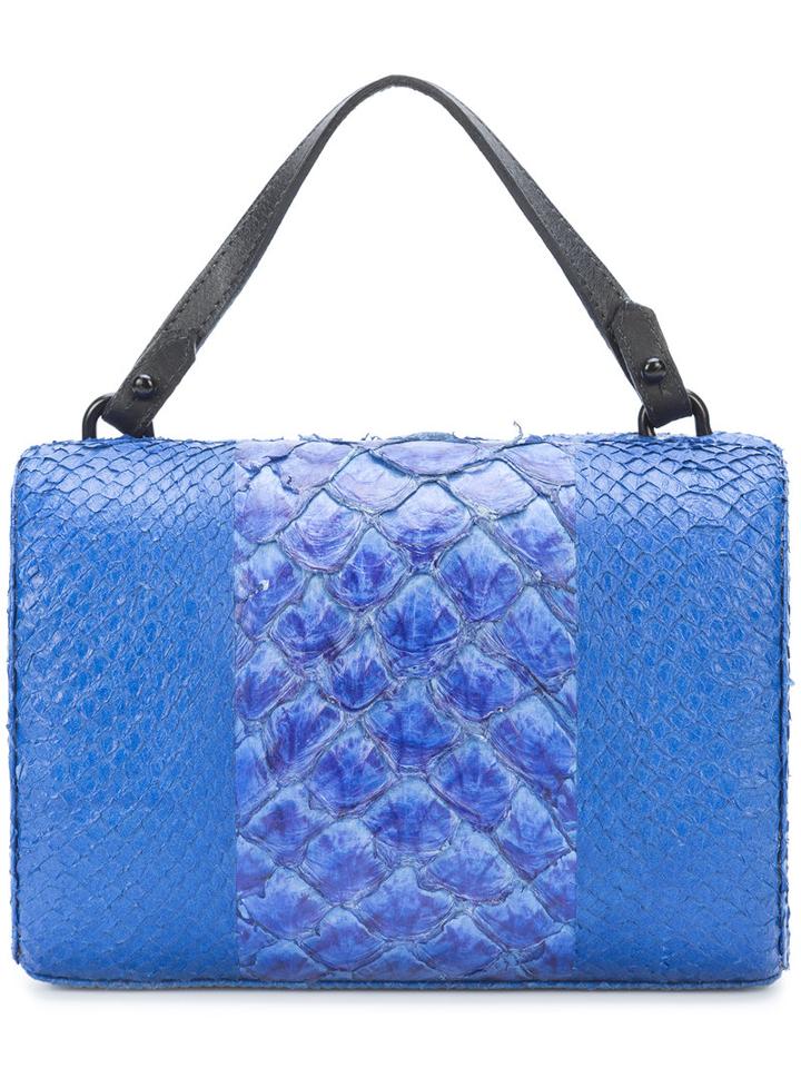 Osklen - Igarape Clutch Bag - Women - Suede/salmon Skin/pirarucu Skin - One Size, Blue, Suede/salmon Skin/pirarucu Skin