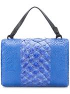 Osklen - Igarape Clutch Bag - Women - Suede/salmon Skin/pirarucu Skin - One Size, Blue, Suede/salmon Skin/pirarucu Skin