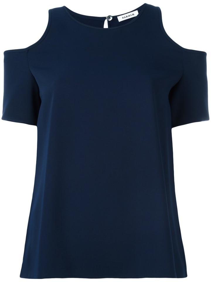 P.a.r.o.s.h. Cold-shoulder Top, Women's, Size: Medium, Blue, Polyester