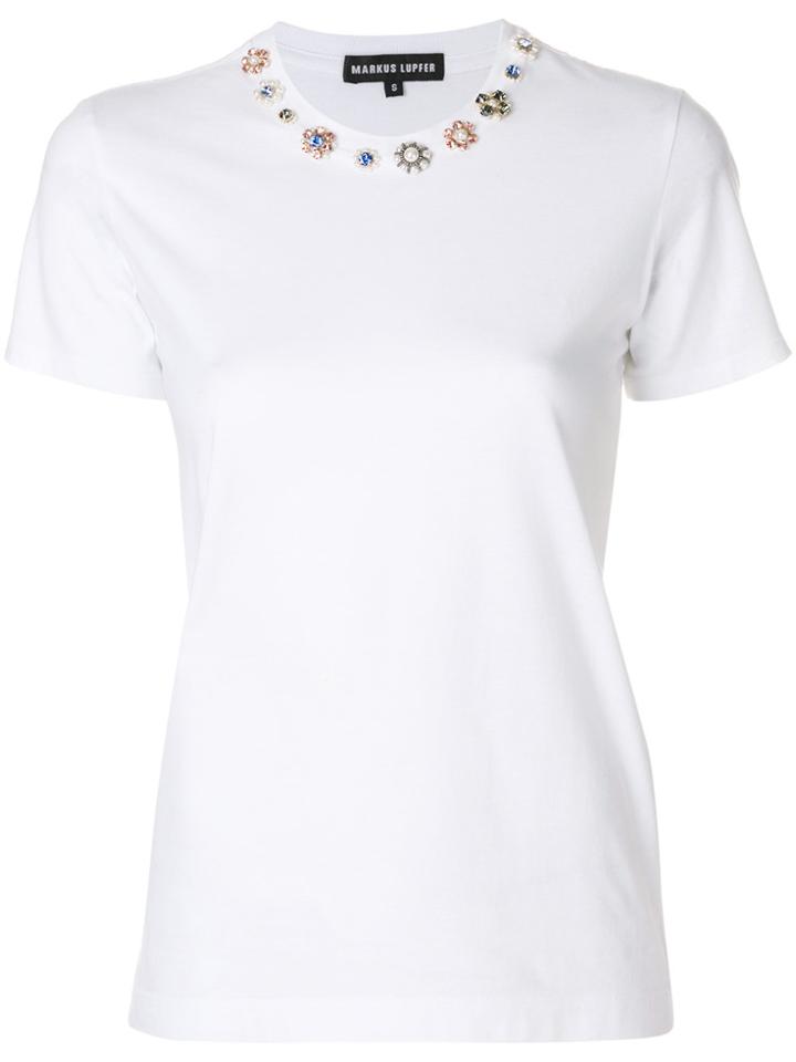 Markus Lupfer Beaded Neck T-shirt - White