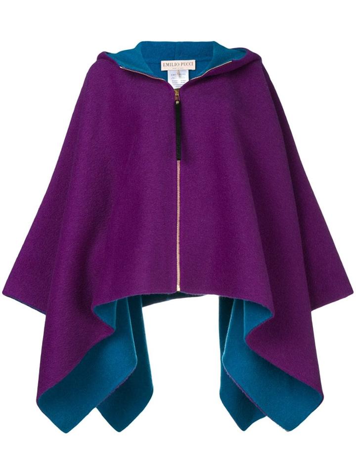 Emilio Pucci Oversized Hooded Cape - Pink & Purple