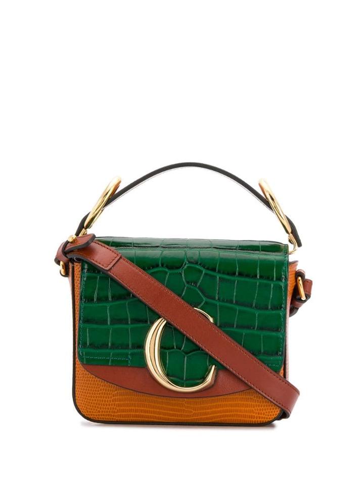 Chloé C Plaque Colourblock Crossbody Bag - Brown