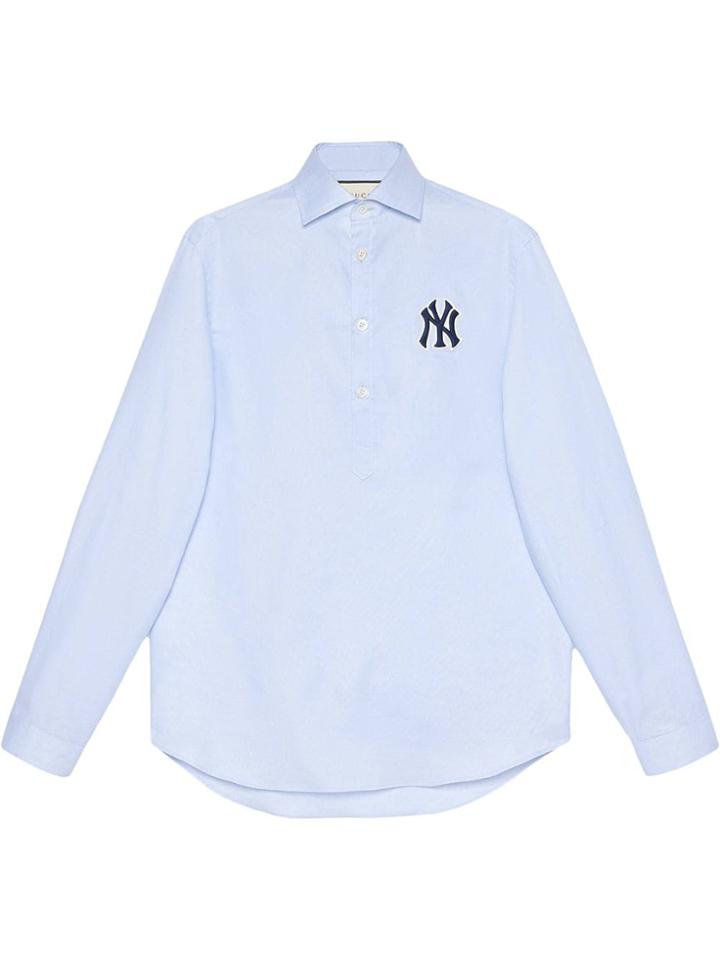 Gucci Camicia In Cotone Con Patch Ny Yankees&trade; - Blue