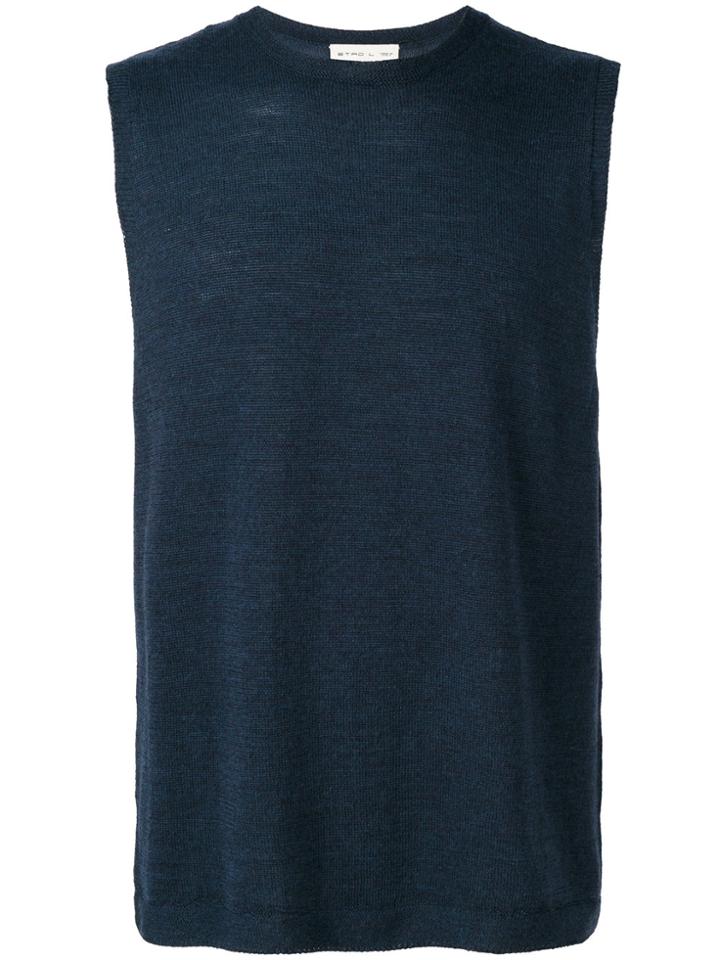 Etro Sleeveless Crew Neck Sweater - Blue