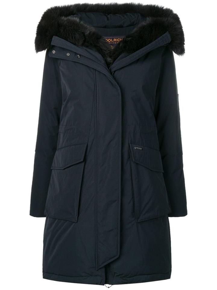 Woolrich Hooded Zipped Coat - Blue
