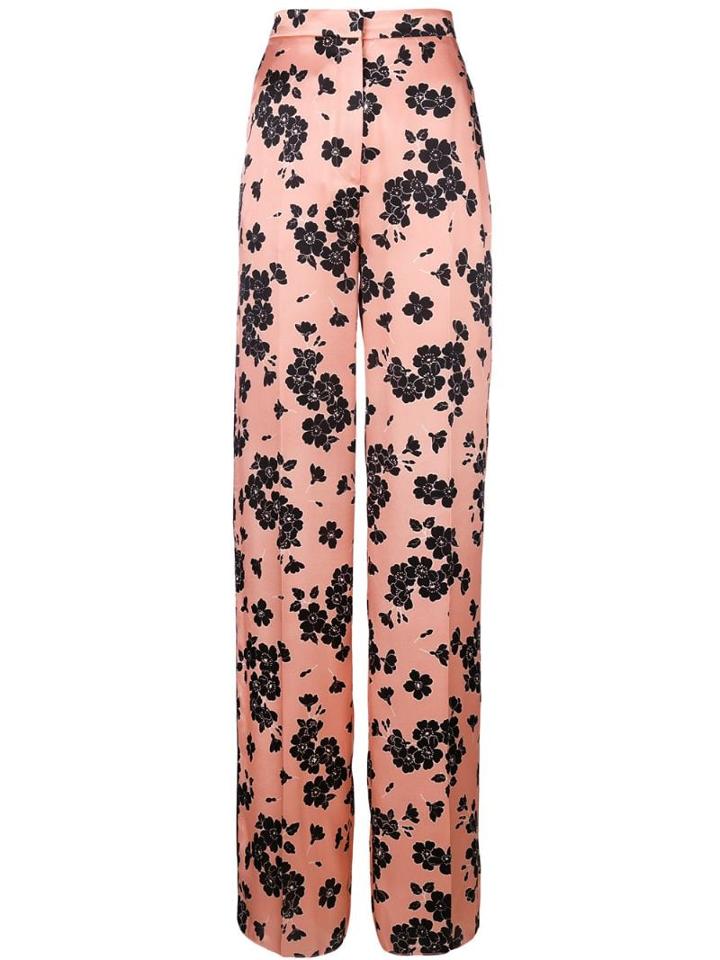 Rochas Floral Print High Waisted Trousers - Pink