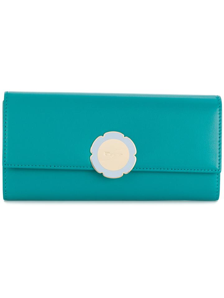 Salvatore Ferragamo Flower Plaque Wallet - Green