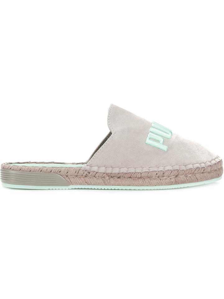Fenty X Puma Embroidered Logo Flat Espadrilles - Green