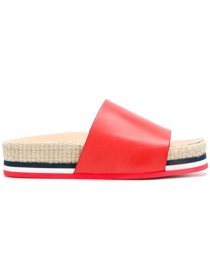 Moncler Tri-stripe Slides - Red