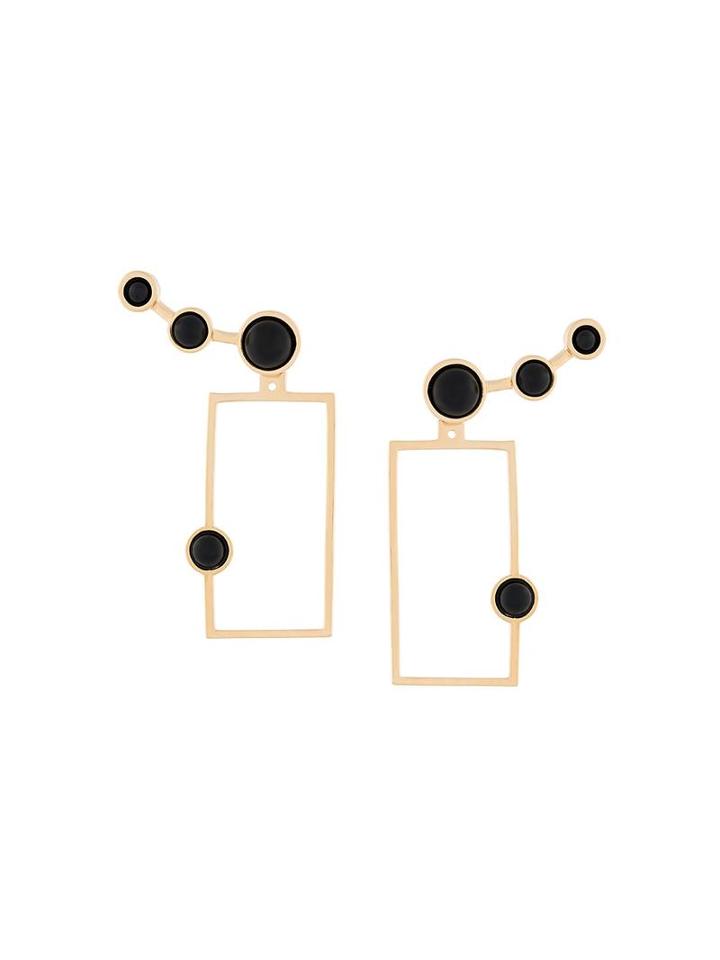 Eshvi Cabochon Rectangular Earrings, Women's, Metallic